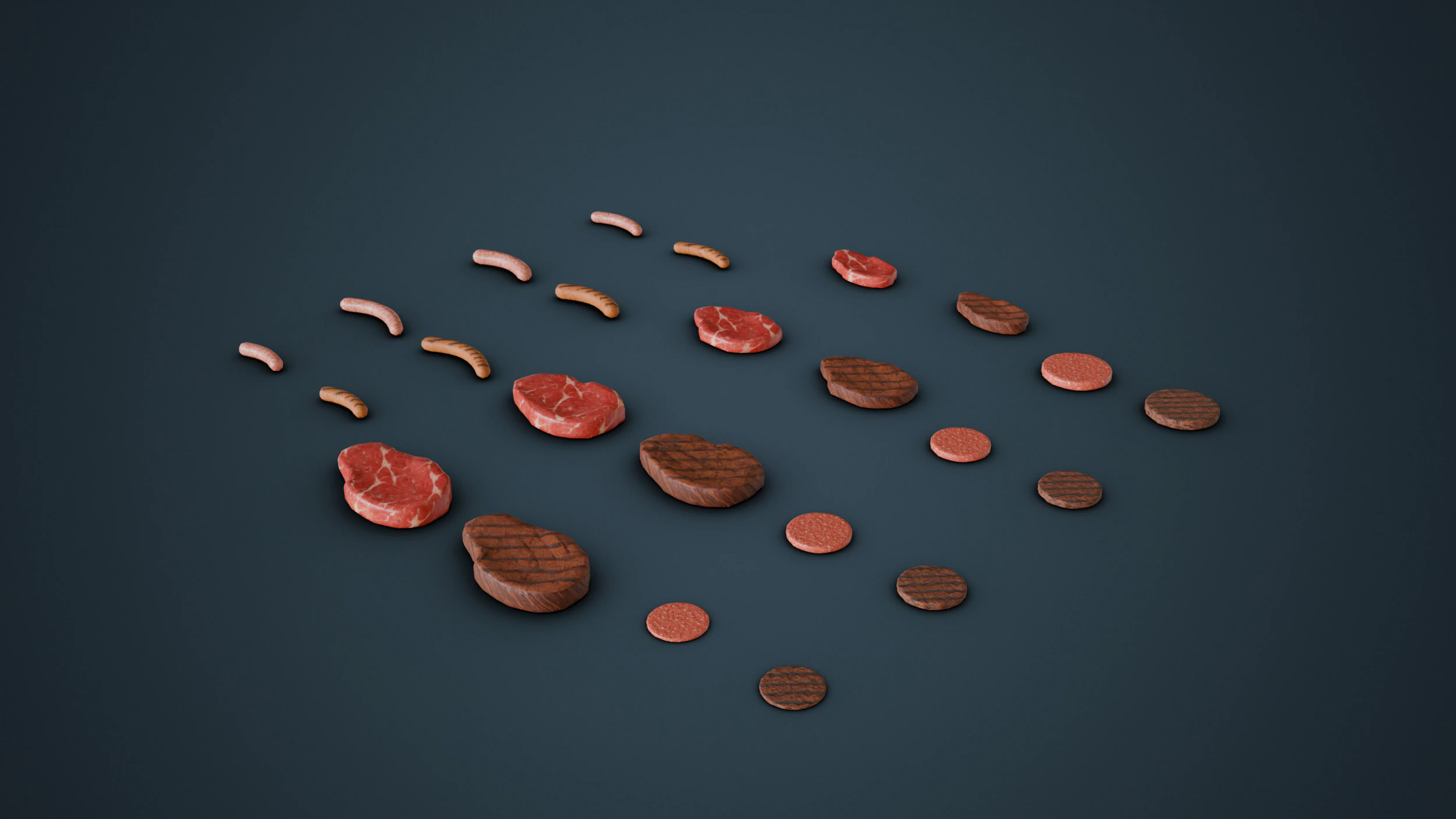 Grill Food 3D Model .c4d .max .obj .3ds .fbx .stl .blend 