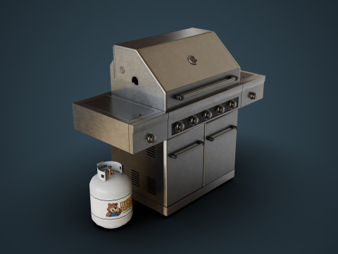 Propane Grill with Tank Modelo 3D