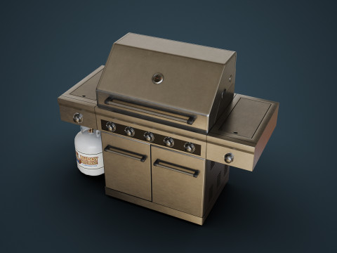 Propane Grill with Tank Model 3D