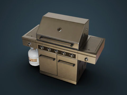 Propane Grill with Tank 3D Model