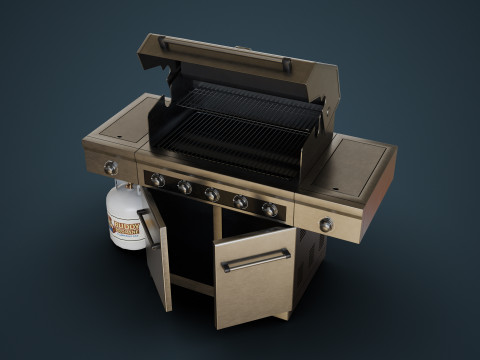 Propane Grill with Tank Model 3D