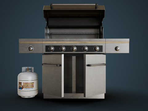 Propane Grill with Tank Model 3D