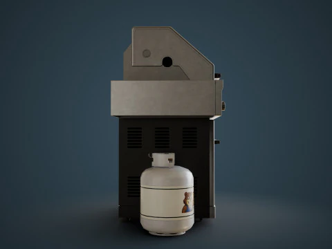 Propane Grill with Tank 3D Model