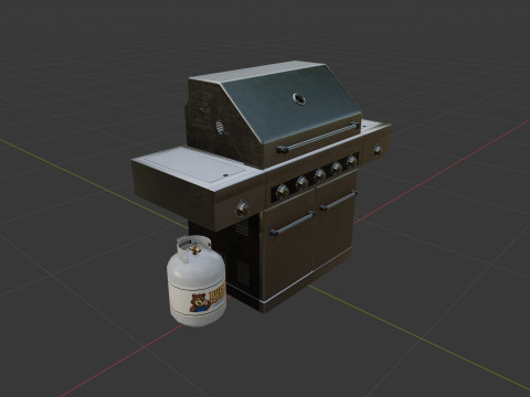 Propane Grill with Tank Model 3D