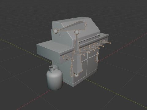 Propane Grill with Tank Model 3D