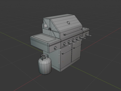 Propane Grill with Tank Model 3D