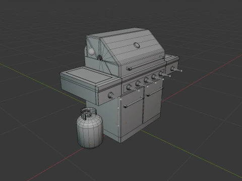 Propane Grill with Tank 3D Model