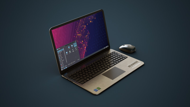 Modern Laptop and Wireless Mouse 3D Model .c4d .max .obj .3ds .fbx .stl .blend