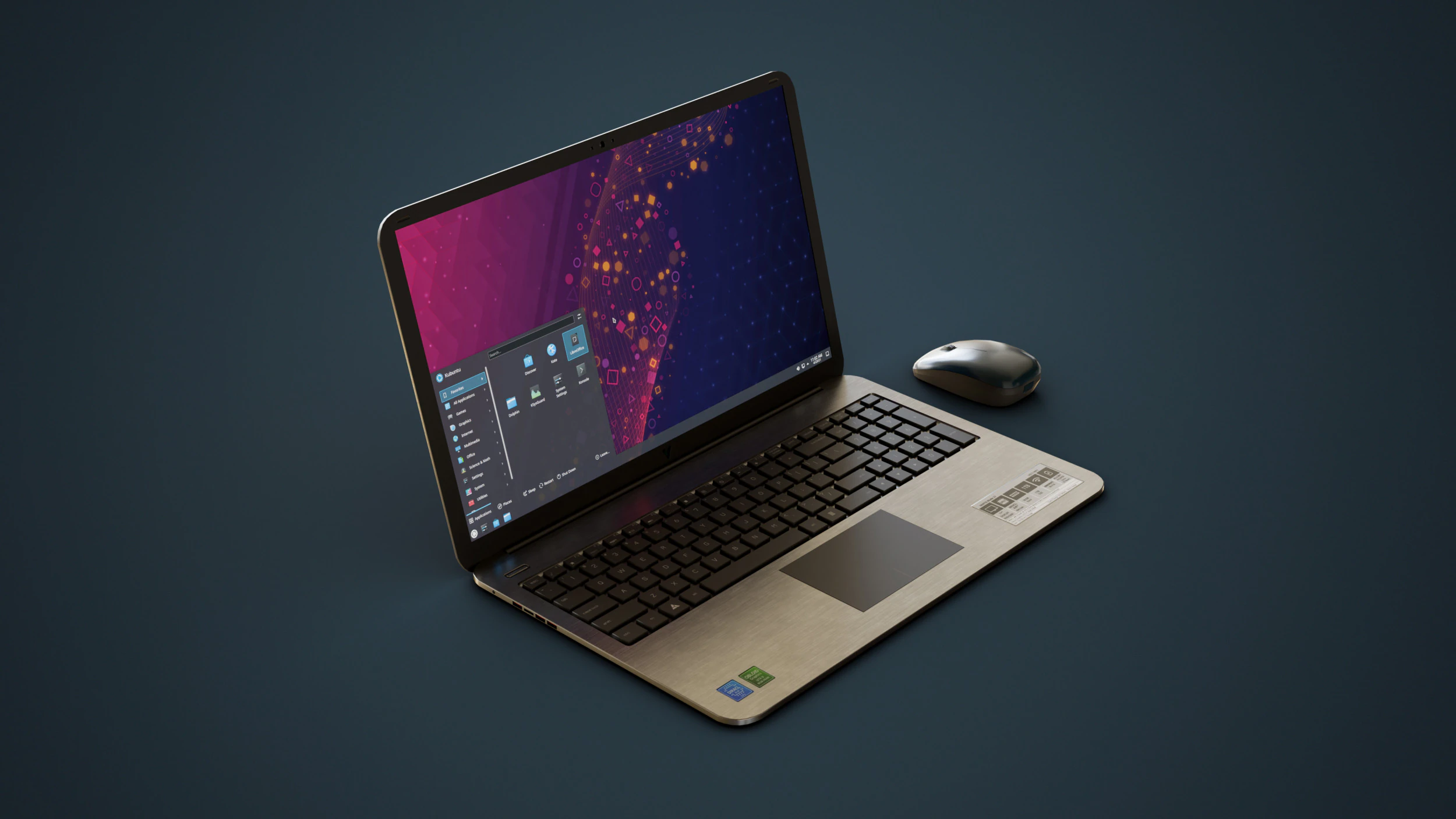 Modern Laptop and Wireless Mouse 3D Model .c4d .max .obj .3ds .fbx .stl .blend