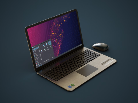 Modern Laptop and Wireless Mouse Model 3D