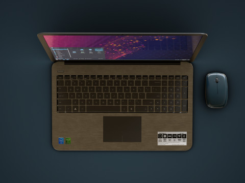 Modern Laptop and Wireless Mouse 3D Model