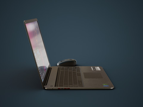 Modern Laptop and Wireless Mouse 3D Model