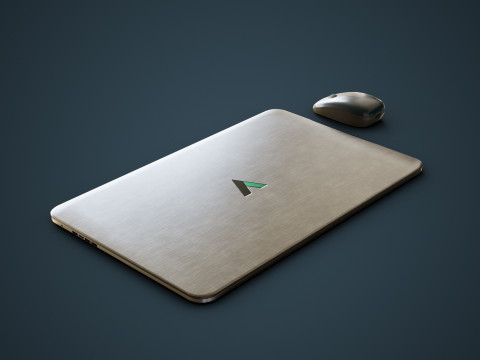 Modern Laptop and Wireless Mouse 3D Model