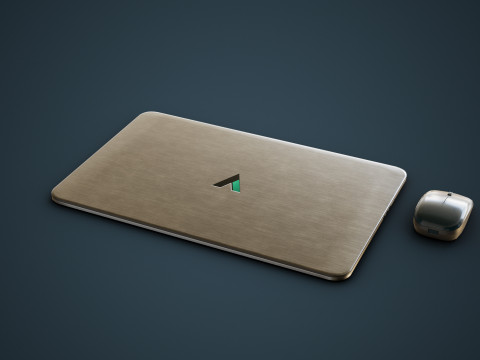 Modern Laptop and Wireless Mouse 3D Model