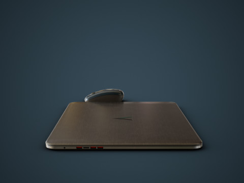 Modern Laptop and Wireless Mouse 3D Model
