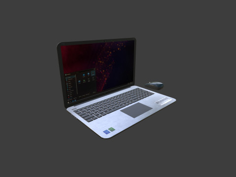 Modern Laptop and Wireless Mouse 3D Model