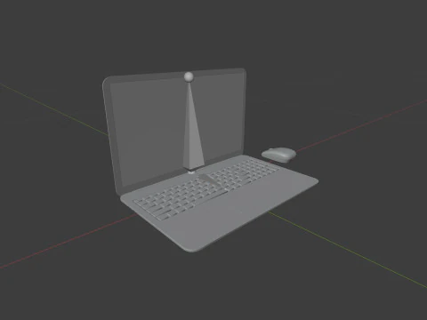 Modern Laptop and Wireless Mouse 3D Model