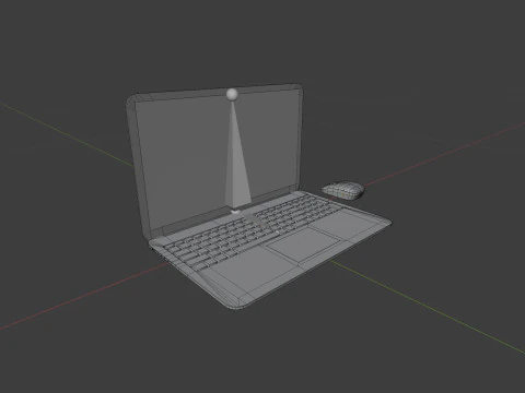 Modern Laptop and Wireless Mouse 3D Model