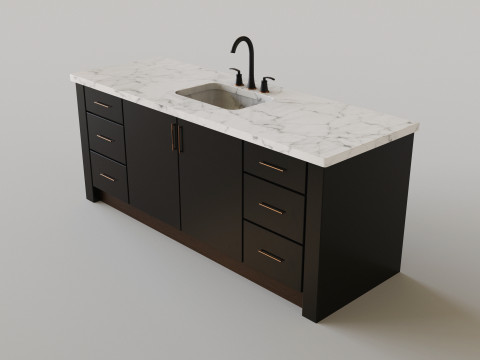 Dark Bathroom Set 3D Model