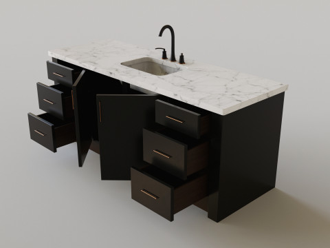 Dark Bathroom Set 3D Model