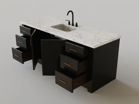 Dark Bathroom Set 3D Model