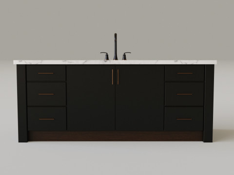 Dark Bathroom Set 3D Model