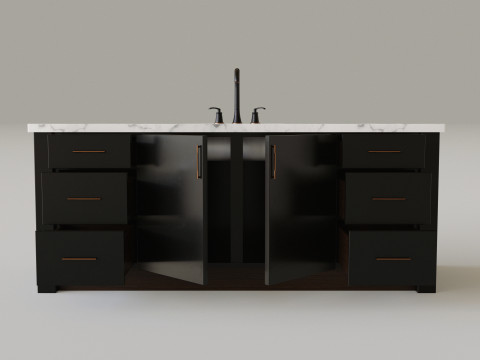 Dark Bathroom Set 3D Model