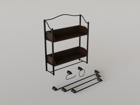 Dark Bathroom Set 3D Model