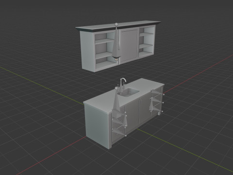 Dark Bathroom Set 3D Model