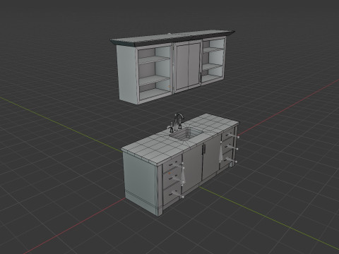 Dark Bathroom Set 3D Model