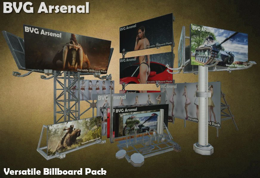 modular billboard pack 02 3D Model .c4d .max .obj .3ds .fbx .stl .blend