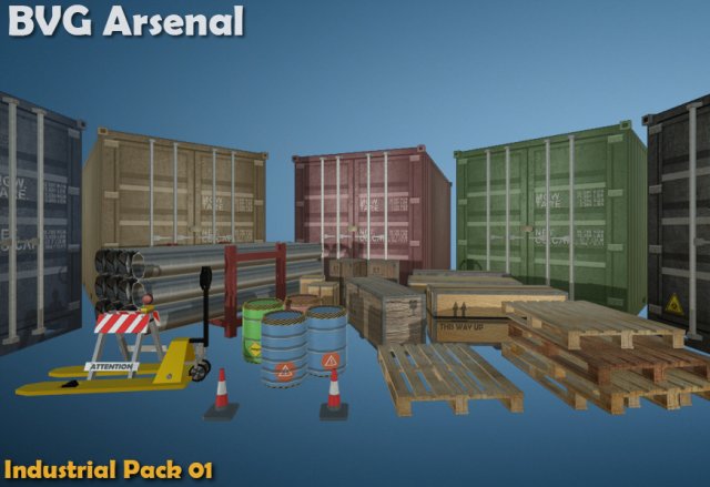 industrial package - hq Model 3D .c4d .max .obj .3ds .fbx .stl .blend 