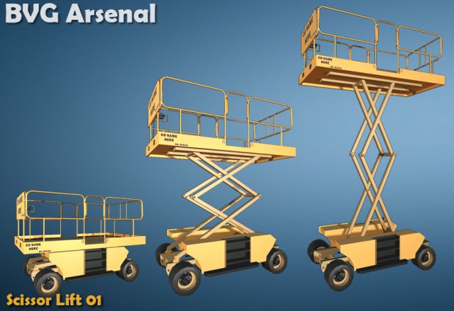 scissor lift - hq Model 3D .c4d .max .obj .3ds .fbx .stl .blend 