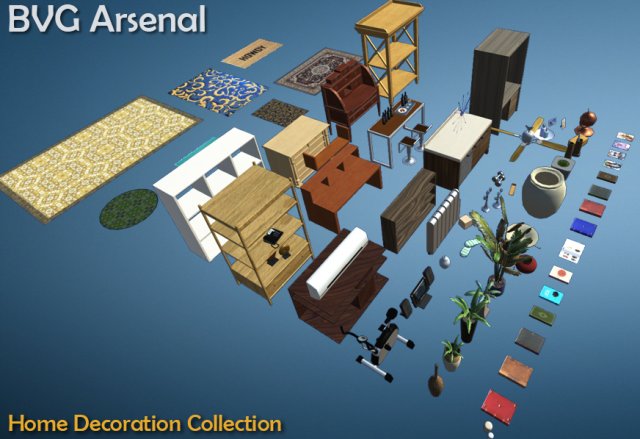 home decoration collection - hq 3D Model .c4d .max .obj .3ds .fbx .stl .blend 