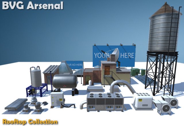 rooftop collection - hq 3D Model .c4d .max .obj .3ds .fbx .stl .blend 