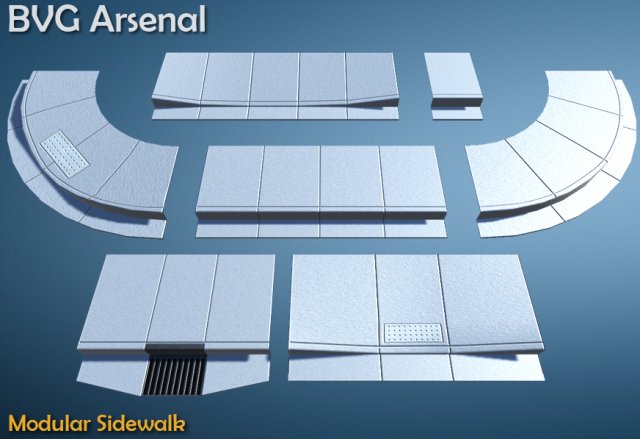 modular sidewalk - hq Modelo 3D .c4d .max .obj .3ds .fbx .stl .blend 