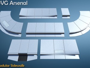 modular sidewalk - hq 3D Model