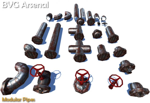 modular pipes - hq 3D Model .c4d .max .obj .3ds .fbx .stl .blend 
