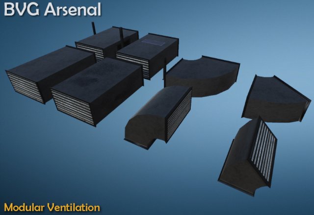 modular ventilation - hq Model 3D .c4d .max .obj .3ds .fbx .stl .blend 