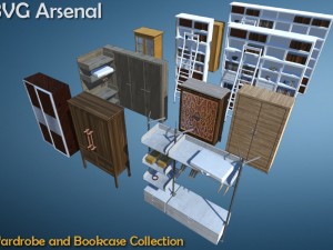 wardrobe and bookcase collection - hq 3D Model
