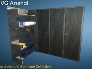 wardrobe and bookcase collection - hq 3D Model