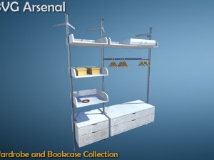 wardrobe and bookcase collection - hq 3D Model