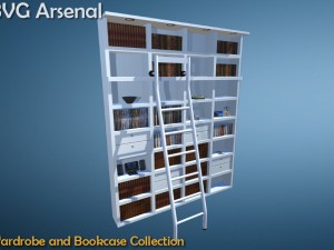 wardrobe and bookcase collection - hq 3D Model
