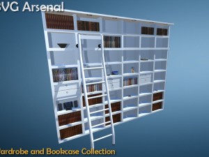 wardrobe and bookcase collection - hq 3D Model