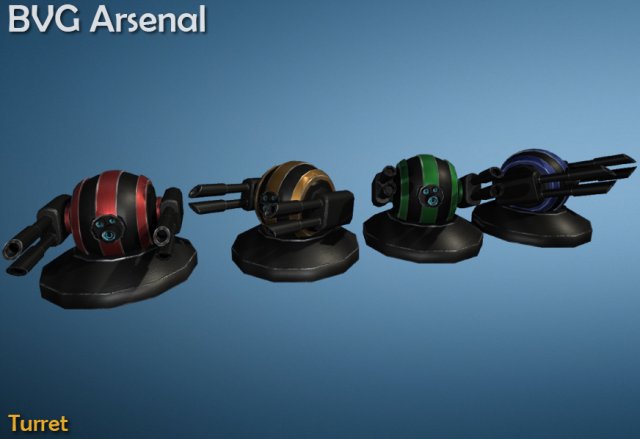 turrets 3D Model .c4d .max .obj .3ds .fbx .stl .blend 