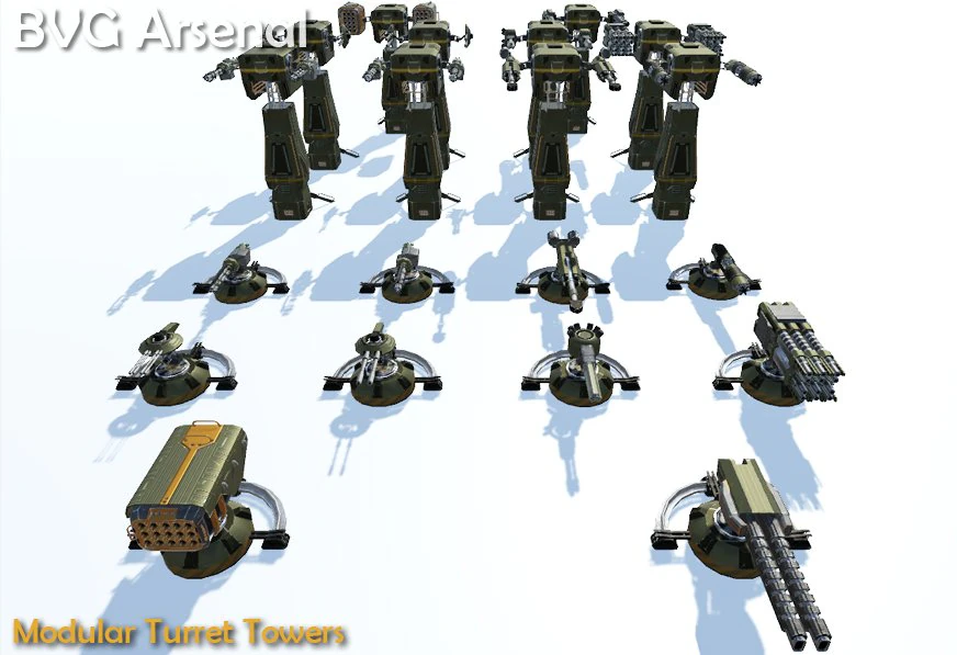 modular turret tower pack - hq 3D Model .c4d .max .obj .3ds .fbx .stl .blend