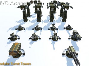 modular turret tower pack - hq 3Dモデル