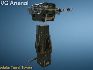 modular turret tower pack - hq Modello 3D