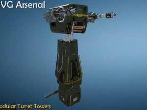 modular turret tower pack - hq 3D Model