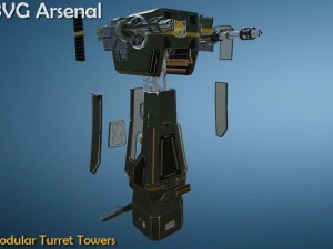 modular turret tower pack - hq 3D Model